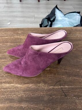 Avec Les Filles Women’s Pointed-Toe Suede Mules Plum Purple Size 8 Shoes